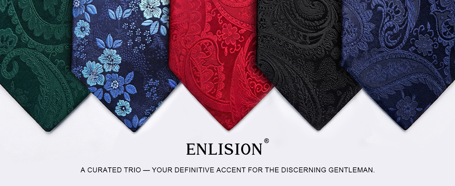 Чоловіча краватка Enlision Paisley, комплект з нагрудною хусткою та запонками, формальна, бізнес, червоно-чорна