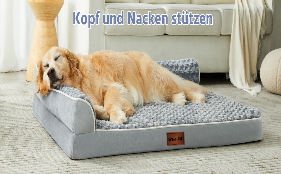 Ортопедичне ліжко для собак великих порід - водовідштовхуюче, з неслизьким дном та знімним чохлом (M: 71 x 58 x 17 см)