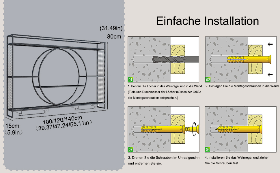 Настінна полиця для вина з металу, 100 см, з тримачем для келихів, LED-підсвічуванням, чорна. Ідеально для бару, вітальні, кухні.