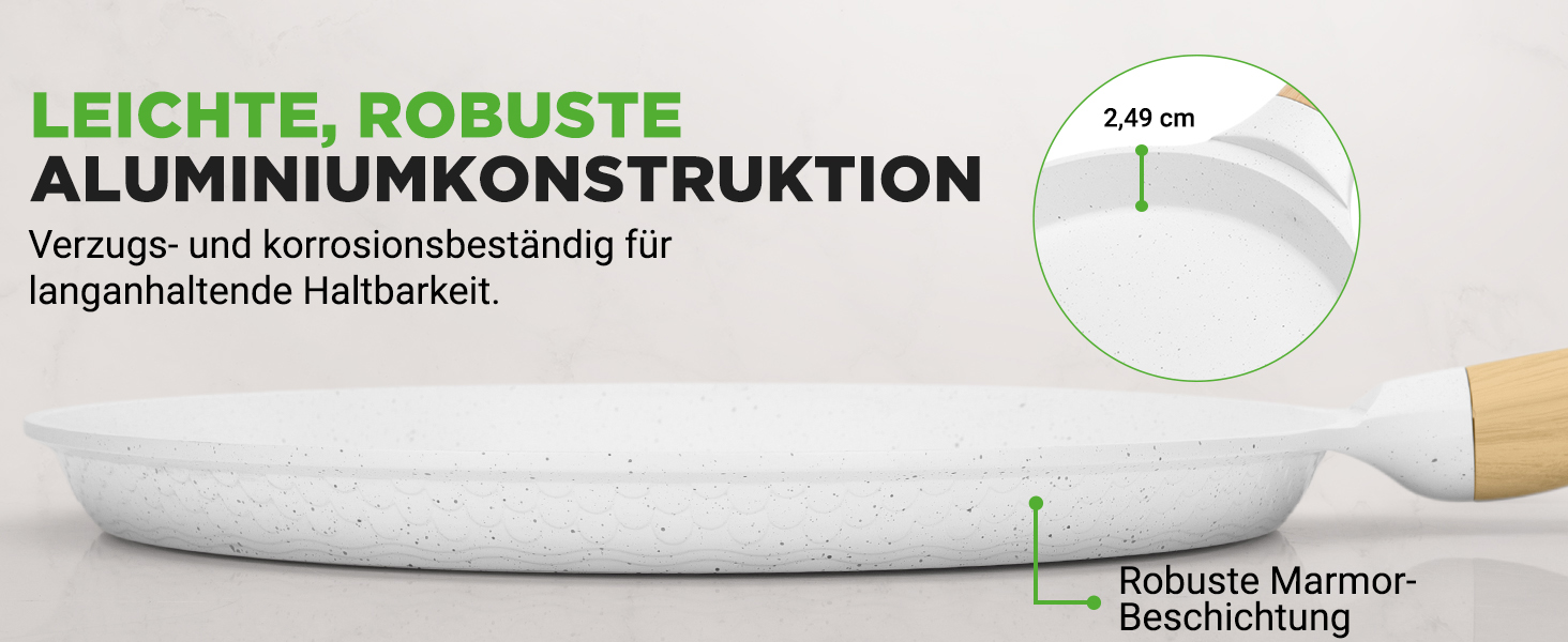 Сковорода для млинців Nutrichef з антипригарним мармуровим покриттям 28 см, індукція, алюмінієва, з дерев'яною лопаткою