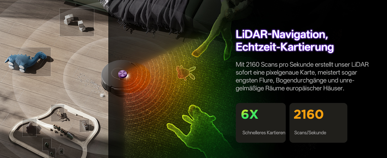 Робот-пилосос Vexilar W15 з функцією миття підлоги, бездротовий, 10000Pa, LiDAR, 180 хвилин, керування через додаток та голосовий помічник