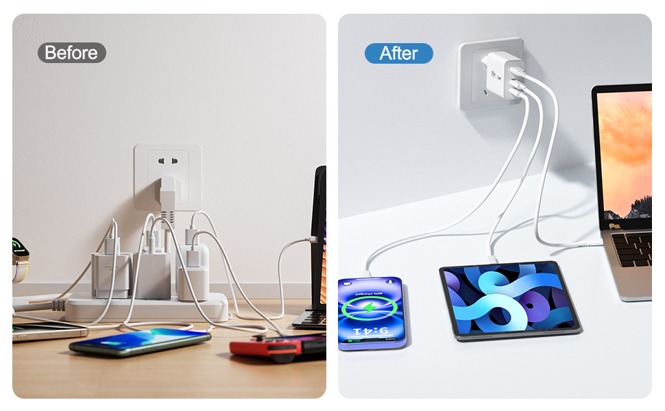 Зарядний пристрій USB-C 8-в-1, 65W: Швидка зарядка для MacBook, iPhone, iPad, Samsung, ноутбуків (PD GaN)