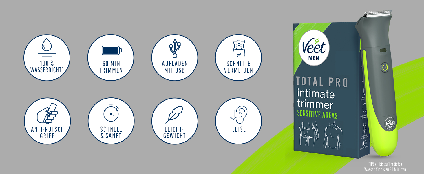 Тріммер Veet Men Intimate - для тіла та зони бікіні, водостійкий | Veet