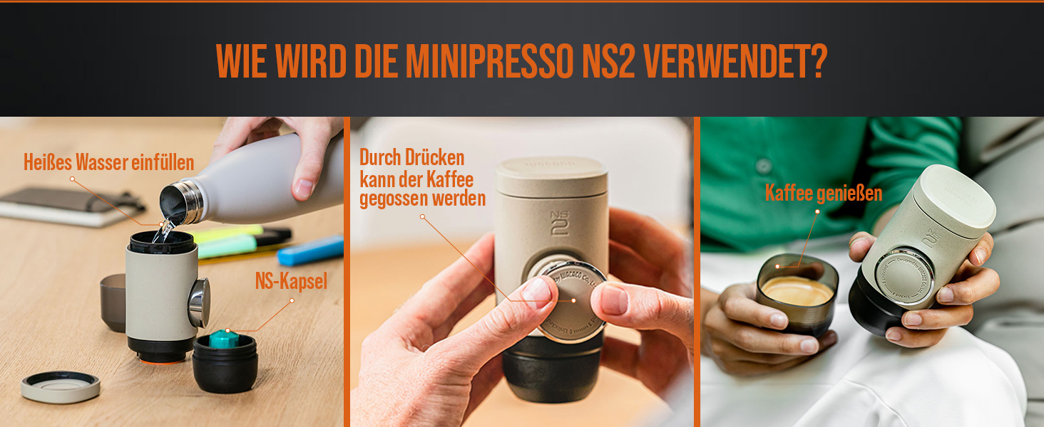 WACACO Minipresso NS2 – портативна кавомашина для еспресо, ручна, сумісна з Nespresso, сіро-оливковий колір