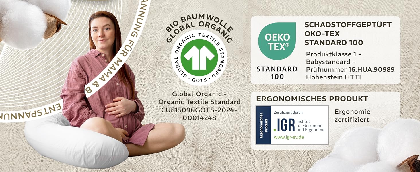 Подушка для годування sei Design XXL 190x30 см з мусліновою наволочкою, ергономічна, для вагітних, для сну на боці, комфортна подушка для дорослих, наволочка з 100% органічної бавовни муслін