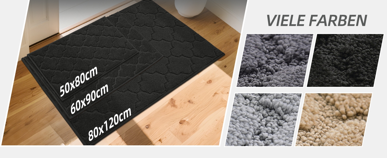 Прихожий килимок COSY HOMEER 50x80 см, чорний, антиковзкий, вологостійкий, для кухні, коридору, вхідних дверей,мийний килимок для собак