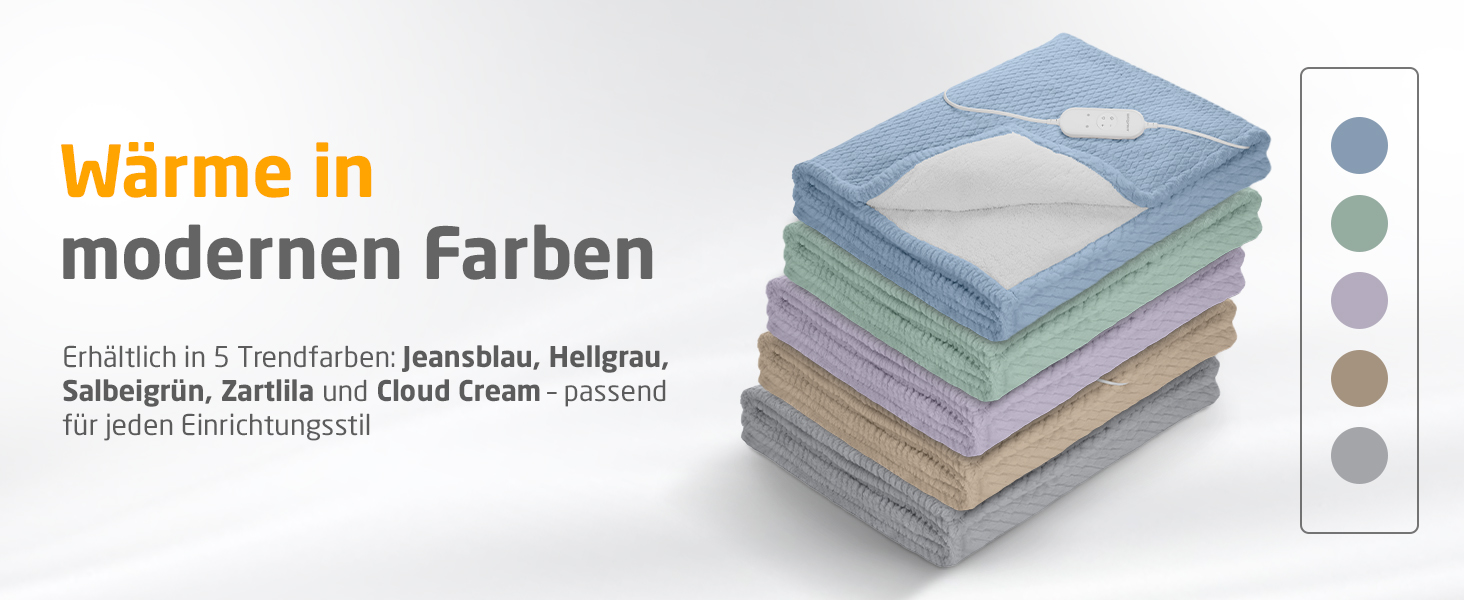 Електрична ковдра Medisana Kuschelheizdecke з функцією автовимкнення, 160x120 см, сіра, 3 режими нагріву, двостороння