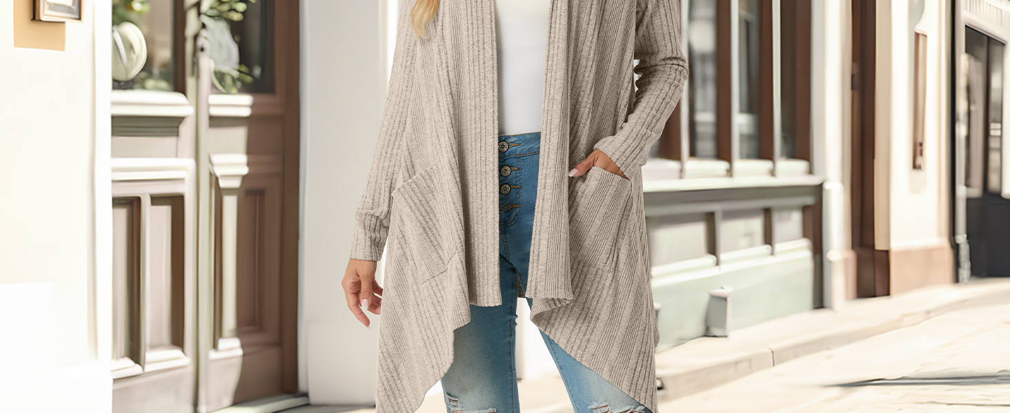 Кардиган жіночий Grecerelle з довгим рукавом, в'язаний, з кишенями, чорний