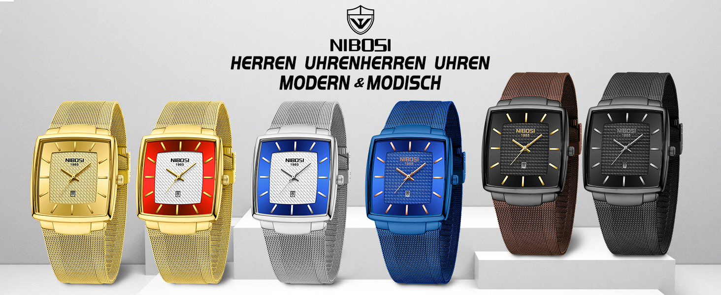 Годинник чоловічий NIBOSI 2613-чорне золото: стильні кварцові годинники з датою та міцним сталевим браслетом