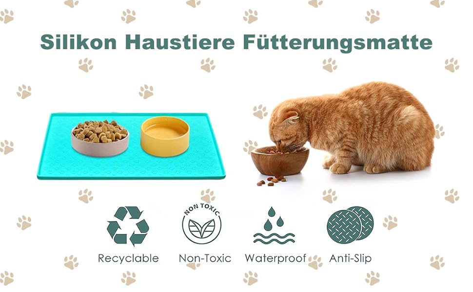 Силіконовий килимок під миску для собак та котів Umtiti (60x40 см, кремовий), вологостійкий, неслизький, для годування, миється в посудомийній машині