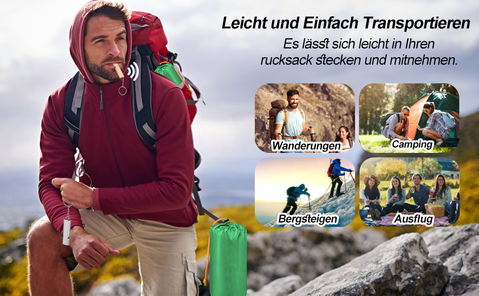 Isomatte HVIERO Саморозкладається, надувна, з насосом, для кемпінгу, туризму, рюкзака, зелена