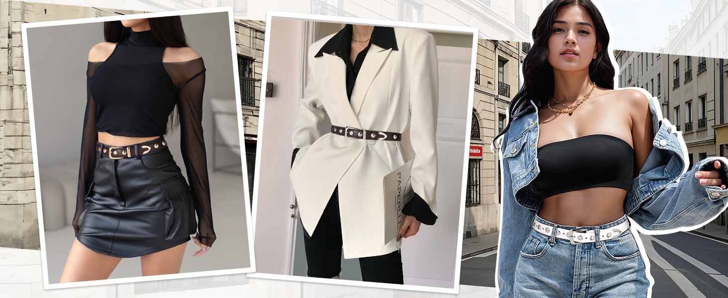 Жіночий шкіряний ремінь JASGOOD з золотою пряжкою, вінтажний панк-рок, модний ремінь з шипами для джинсів та повсякденного носіння, класичний чорний, 130 см: для розміру 105-114 см