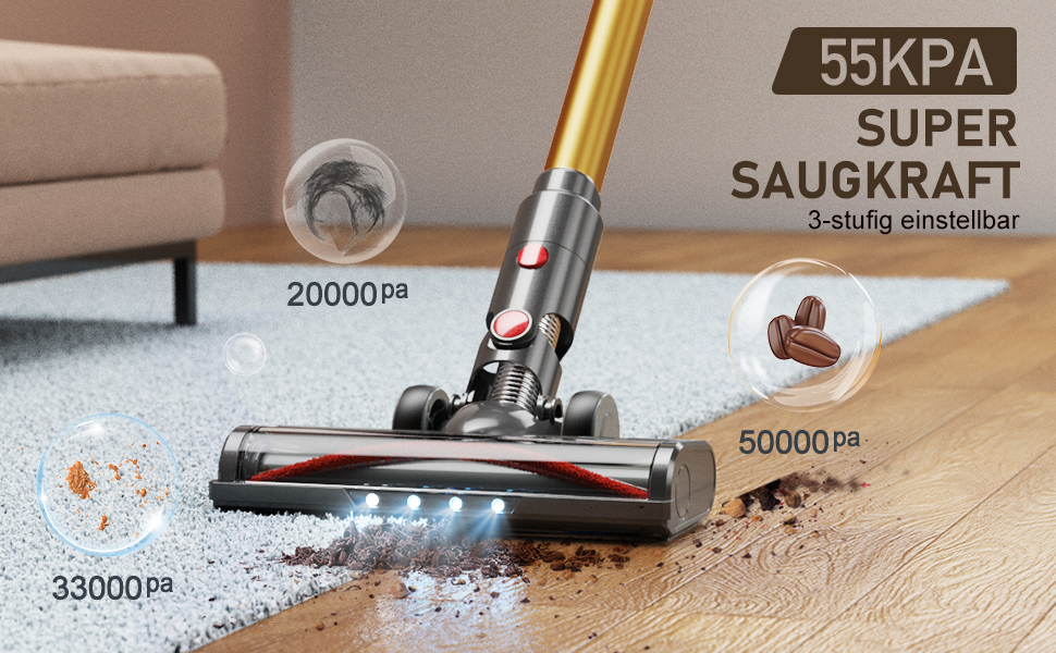 Бездротовий акумуляторний пилосос 450W з дисплеєм та автоматичним режимом. Час роботи до 50 хвилин. Підходить для твердих підлог, килимів та видалення шерсті тварин. (V10)