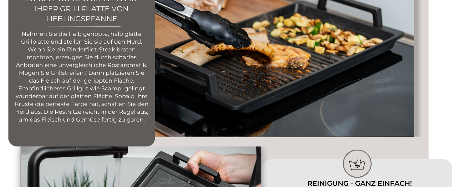 Гриль-планча Teppanyaki Lieblingspfanne 41x24 см з антипригарним покриттям, литий алюміній, ручки, для всіх типів плит і духовки, індукційна