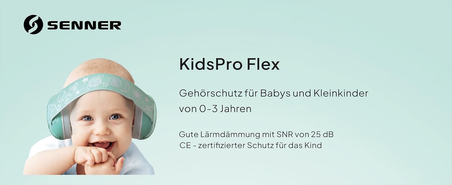 Senner® KidsPro Flex: навушники шумозахисту для дітей та немовлят, преміум-якість, блакитний колір