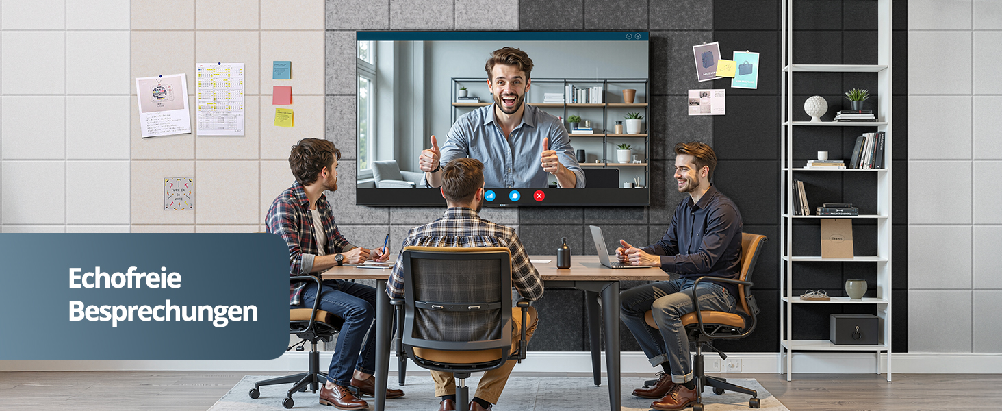 Самоклеючі акустичні панелі з фетру для звукоізоляції стін та стелі, білі, 30x30x0.9 см, 12 шт (1.08 м²)