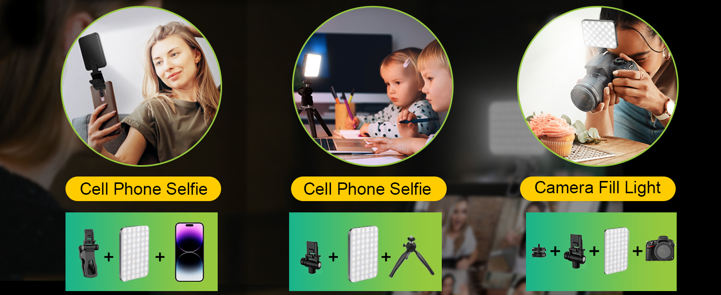 LED світло для селфі: портативна світлодіодна лампа для телефону, планшета, ноутбука з 60 світлодіодами, 7 режимів, регулюванням яскравості та акумулятором 2200mAh
