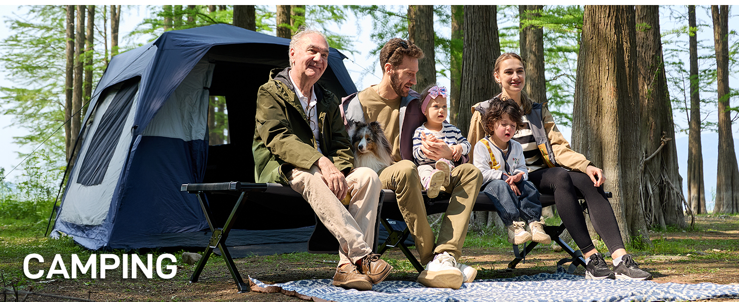 Розкладне ліжко EVER ADVANCED для кемпінгу та відпочинку: 214x106 см, 300 кг, чорне