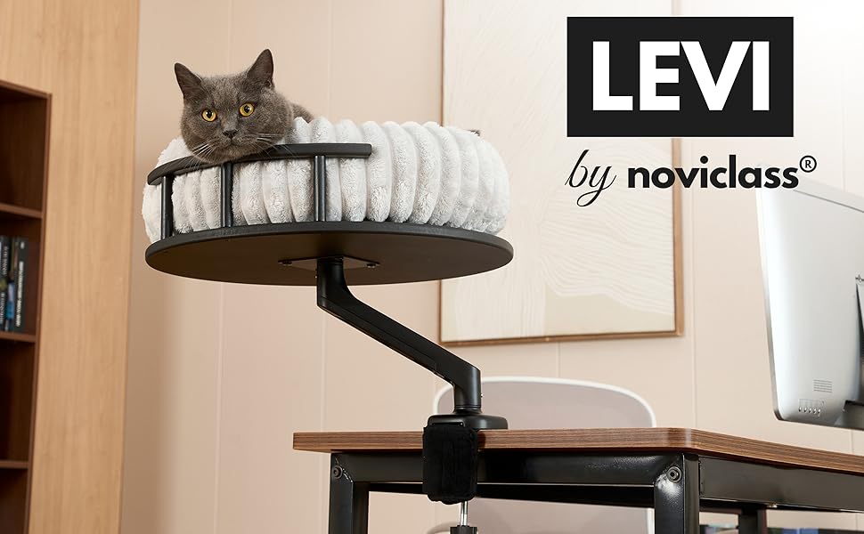 Килимок для котів LEVI | Платформа для котів | 2 ліжка | Для столу та підвіконня | Міцний, сучасний дизайн, сірий | Corduroy