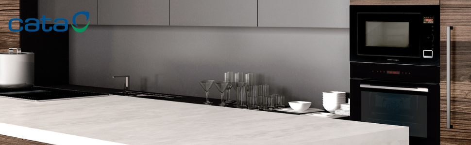 Вбудована мікрохвильова піч CATA MC 25 GTC BK Inox, 25л, 8 автоматичних меню, гриль 1000W, ширина 60 см