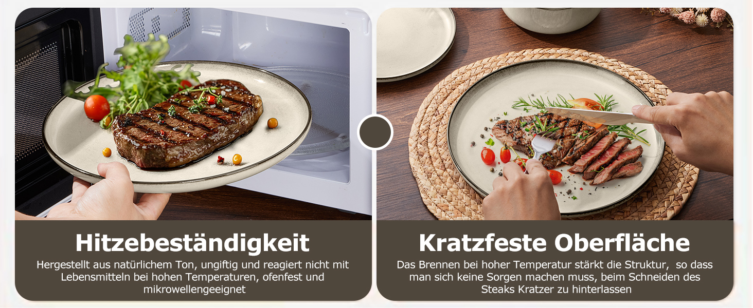 Набір посуду Onader для 6 осіб (18 предметів), керамічний сервіз, 6 тарілок для їжі, десертних тарілок, мисок для каші, стійкий до миття в посудомийній машині та подряпин (Karst Khaki)