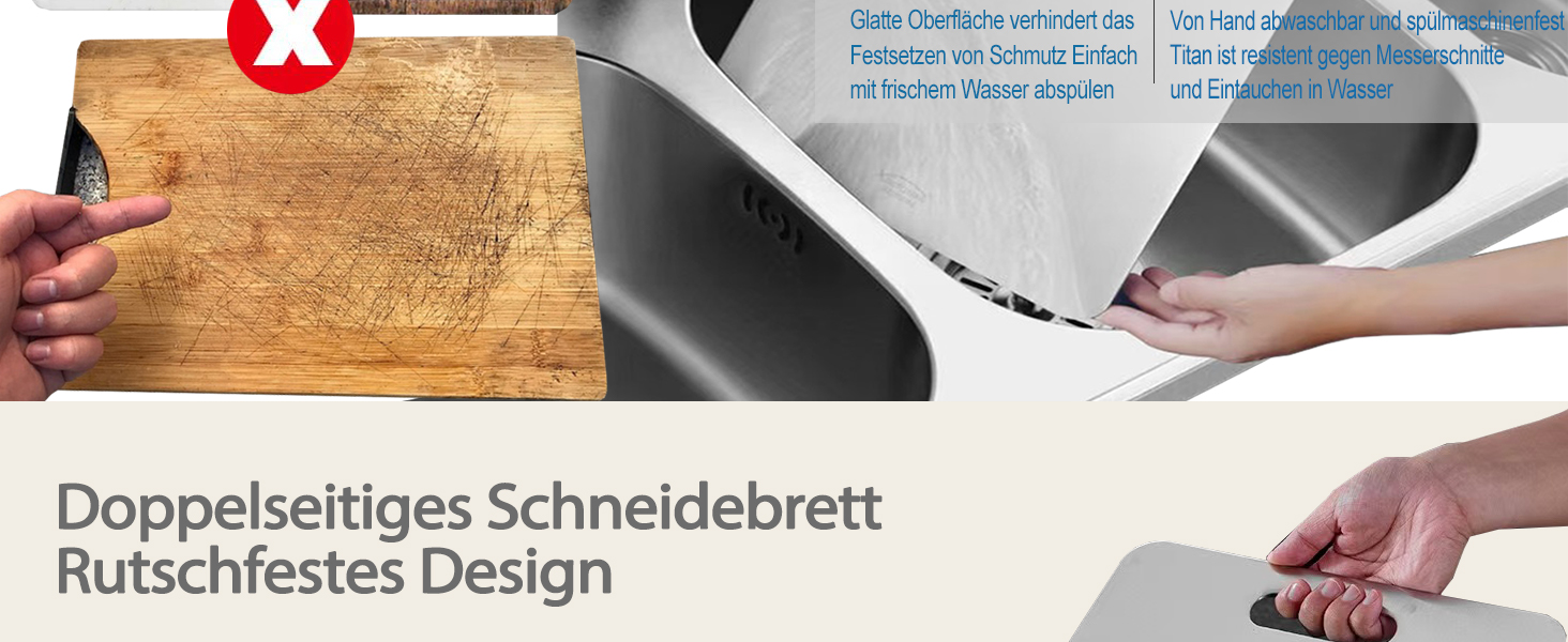 Ніжкова дошка Titan 2025: 100% титан, кухонна, двостороння, з антипригарним покриттям (34 x 23 см)