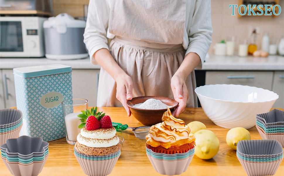 24/36 Формочки для мафінів з силікону, 6 типів, багаторазові, антипригарні, для випічки, кольорові