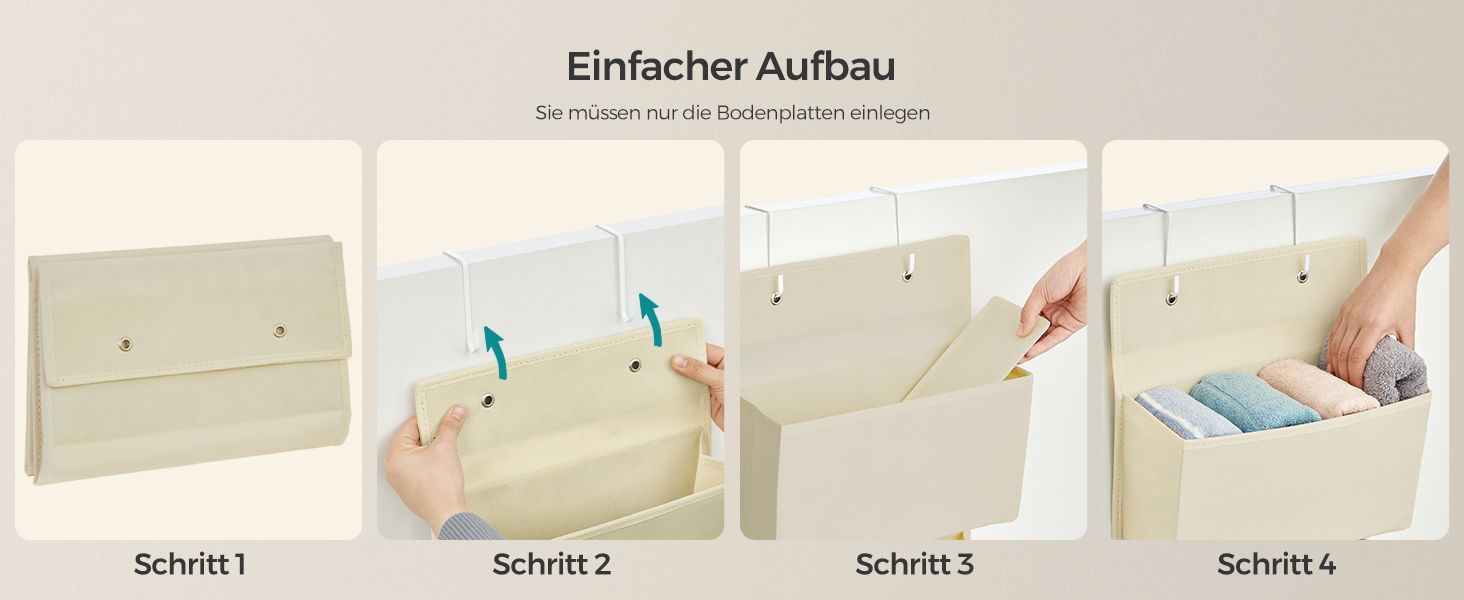 Організатор для шафи SONGMICS з 4 кишенями, настінний, для зберігання, на двері, спальня, вітальня, 2 x 33,5 x 00 см, RDH04G (1, Бежевий)