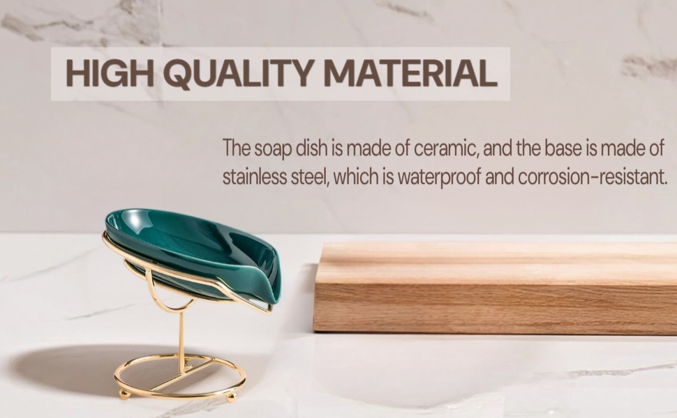 Набір з 2 мисок для мила з отвором, 13,5x8,5 см, кераміка, самостійний злив, у формі листка, білий, зелений