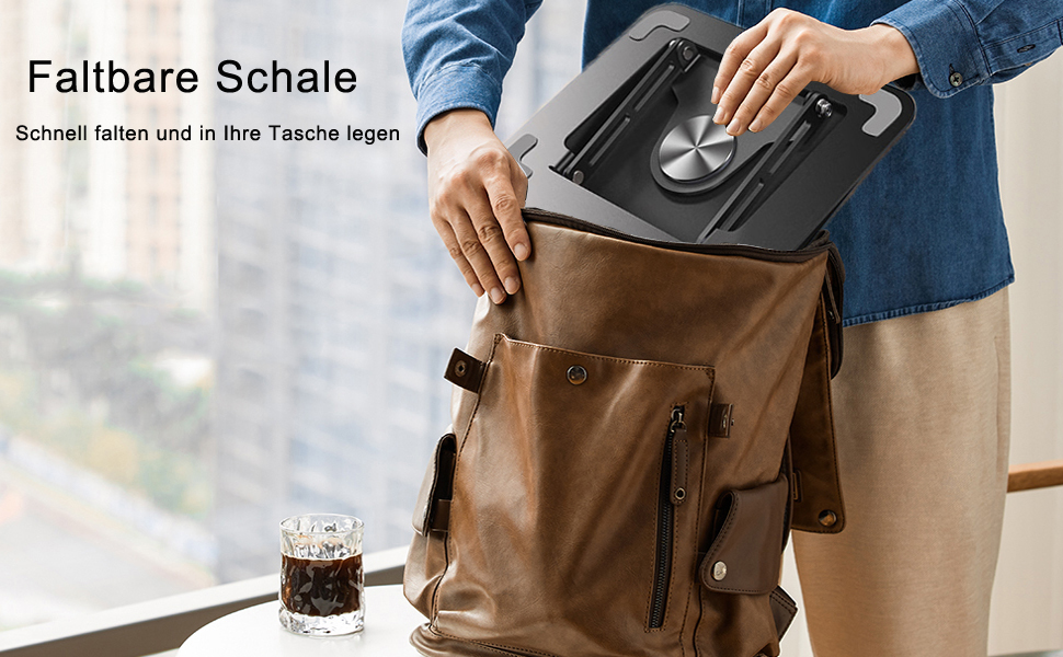 Підставка для ноутбука з регулюванням висоти та поворотним підставою 360°, ергономічна, вентильована, чорна, 10-17 дюймів