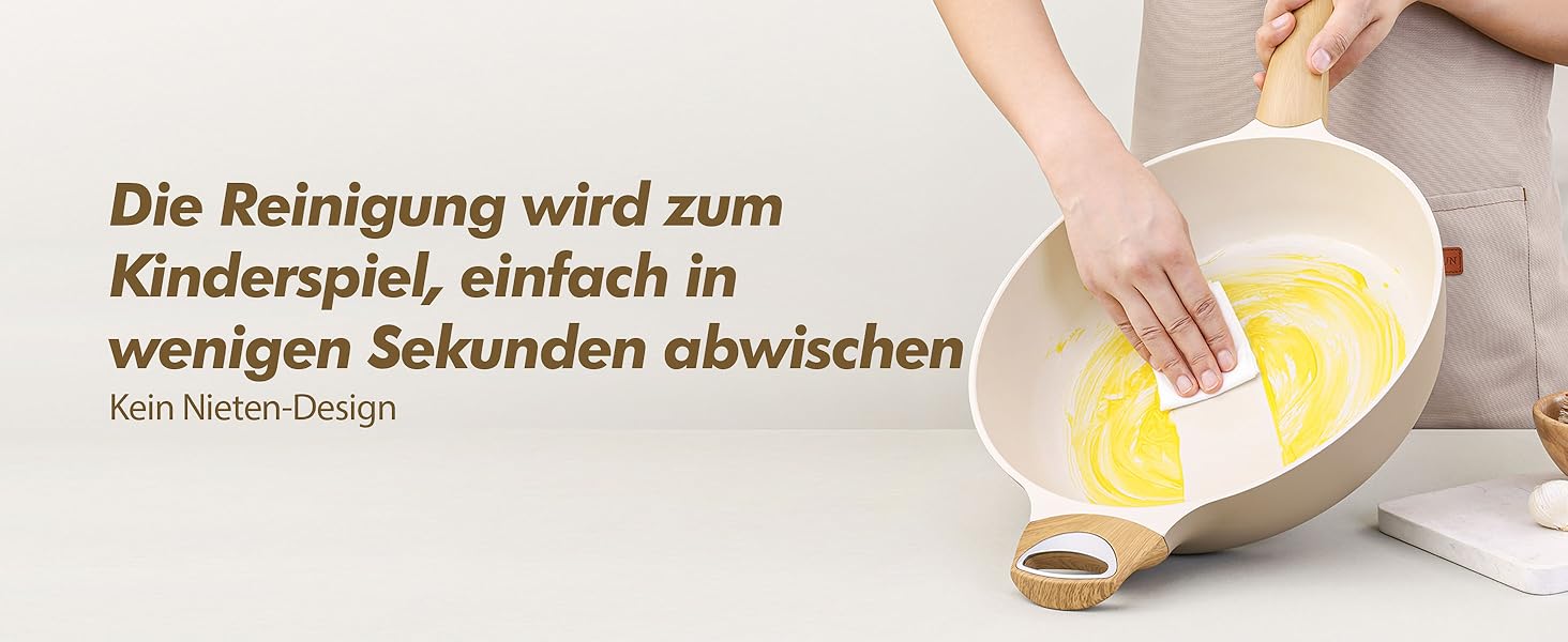 Сковорода SENSARTE з антипригарним покриттям, 30 см, кераміка, гранітне покриття, для плити та індукції, без PFOA/PTFE/PFAS