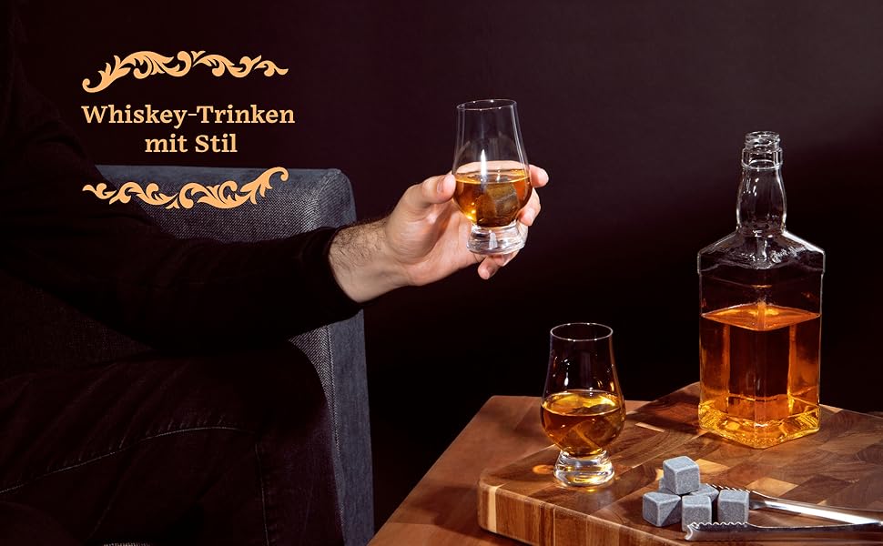 Набір склянок для віскі з аксесуарами та охолоджувальними каменями - 2 склянки, 8 каменів, пінцет з нержавіючої сталі - подарунковий набір віскі для чоловіків. 2 кришталеві келихи (2 тюльпанових келиха)