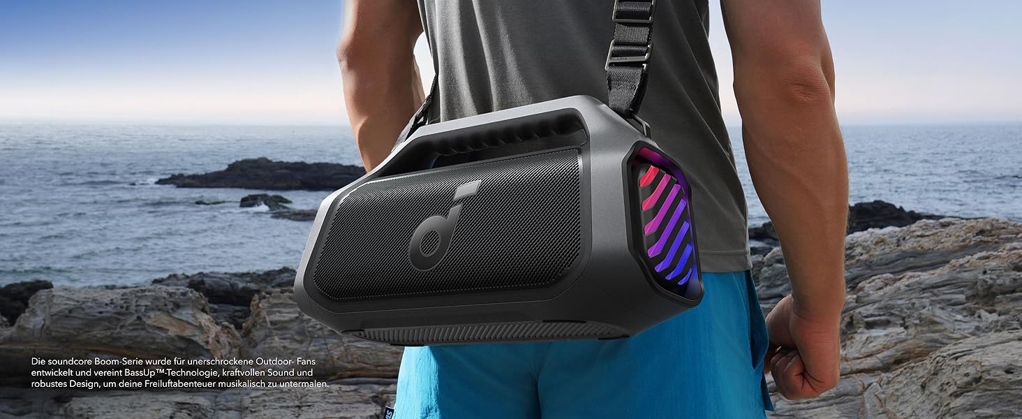 Soundcore Boom 2 Plus: Портативна Bluetooth колонка з RGB-підсвічуванням, 140W, IPX7, Power Bank, чорний