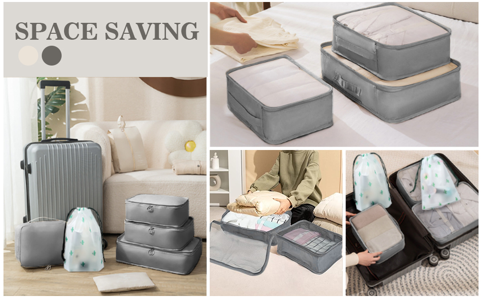 Набір органайзерів для валіз GIBOHOM, 15 шт. Packing Cubes, водонепроникні сумки для одягу для подорожей, Travel Organizer, бежевий