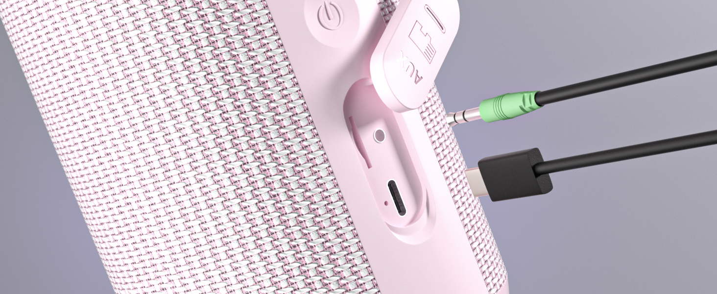 Bluetooth портативна колонка RIENOK з підсвіткою, IPX7, рожева, 3600 mAh