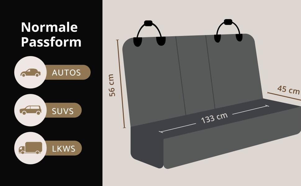 Захисний чохол на сидіння автомобіля для собак AMZPET (122 см) – Водостійкий, антиковзний та стійкий до подряпин – Міцний – 56 x 45 x 122 см. Підходить для маленьких автомобілів (купе або хетчбек). Універсальний, сумісний з Isofix