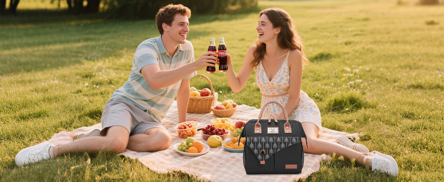 Термосумка Lekesky для жінок: ізольована ланч-бокс, 11л, чорна