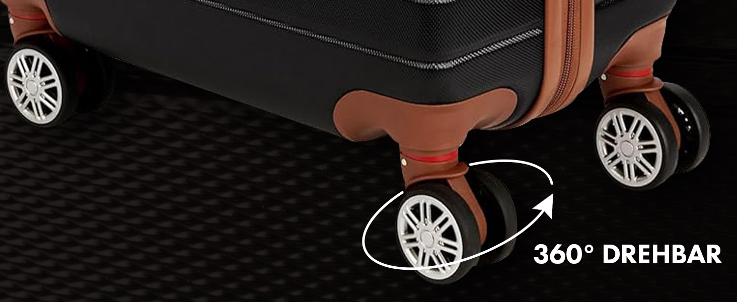 Набір валіз BruBaker Paris - 3 шт. з жорстким корпусом (M, L, XL) з кодовим замком, 4 колеса, ручки. Чорний та світло-коричневий