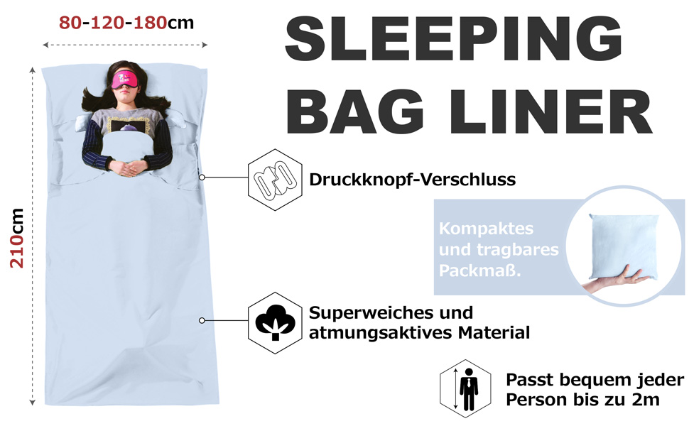 Azarxis Cotton Sleeping Bag, Lightweight and Comfortable, Summer Travel Sleeping Bag, Inner Sleeping Bag for Backpacking, Hostels and Mountain Huts