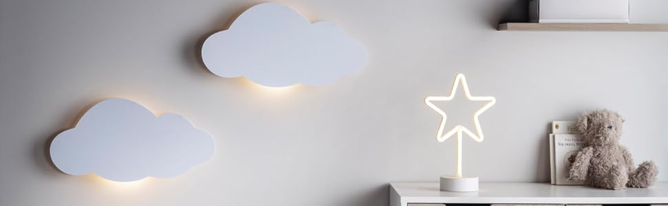 LED настінний світильник-хмара Lights4fun, тепле біле світло, на батарейках з пультом і таймером, для дитячої кімнати, спальні, нічник-декор