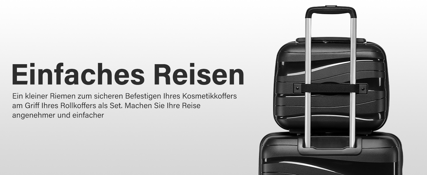 Набір валіз KONO 2 шт: велика валіза-тролі (56 см) + косметичка з поліпропілену, з 4 колесами та TSA-замком (кремовий білий)