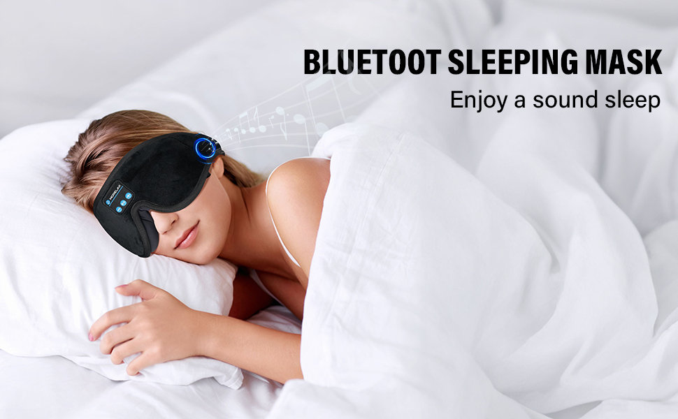 Маска для сну з Bluetooth-навушниками, 3D маска для сну, бездротова музична маска для сну для тих, хто спить на боці/спині, чорний колір
