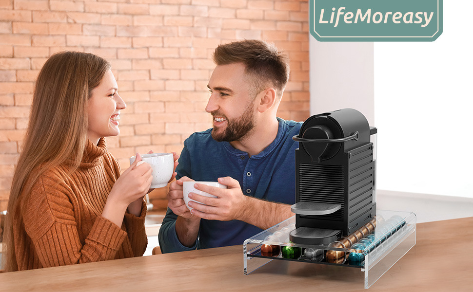 Підставка для капсул Nespresso HOMEXIN прозора на 40 капсул, висувна шухляда, стійкий органайзер для кавомашини