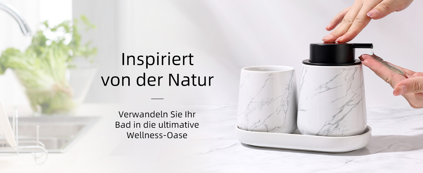 Набір аксесуарів для ванної кімнати Badezimmer Set Umlaca: мильниця, дозатор мила 350 мл, стакан для зубної пасти 320 мл, білий, для душу та умивальника