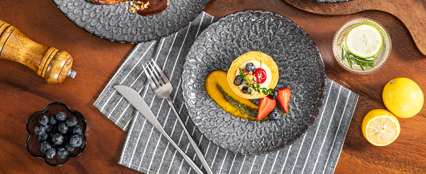 Комплект посуду Vancasso Chrys: 12 предметів з кераміки для 4-12 осіб (тарілки для супу, десерту, обідні)