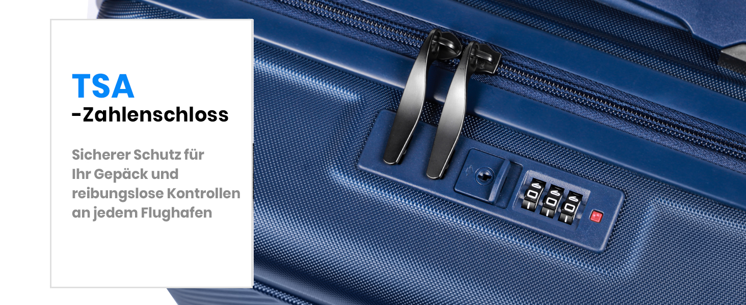 Набір валіз Tavoxda 3 шт. з TSA-замком, з регульованою ручкою, великі валізи, набір для подорожей для жінок та чоловіків (1 шт, темно-синій)