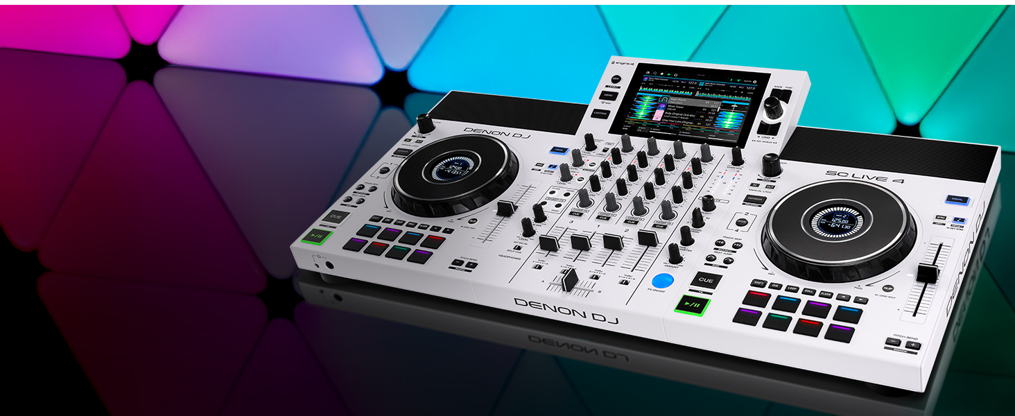 DENON DJ SC LIVE 4 - DJ контролер з розділенням на стеми, Wi-Fi, вбудовані колонки, сумісний з Serato DJ та Virtual DJ