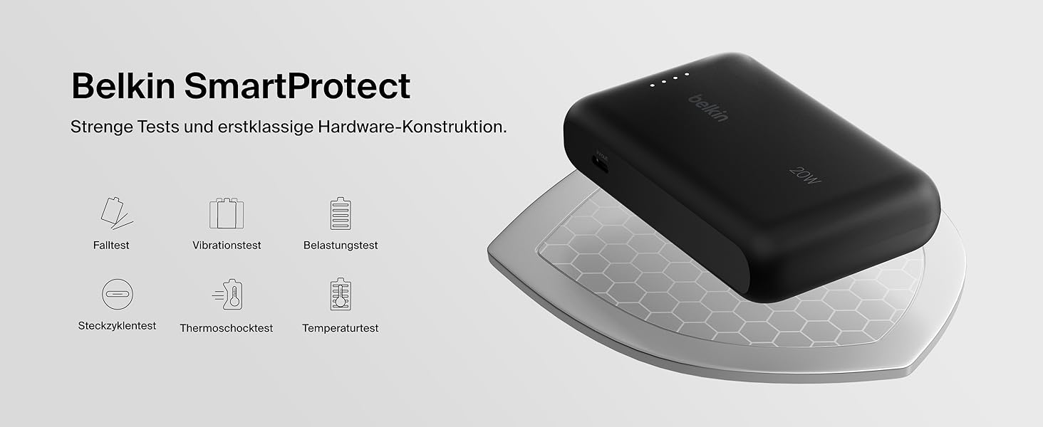 Повербанк Belkin BoostCharge 10000mAh 20W з вбудованим кабелем USB-C, LED-індикатором, чорний