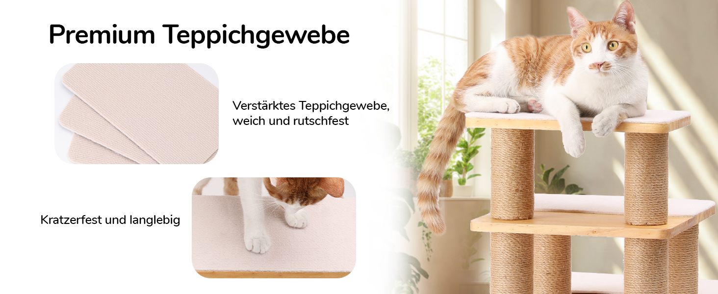 Сходинки для собак FUKUMARU: 3 сходинки з натурального дерева та джуту, регульована висота 18-51 см, витримують до 90 кг, знімний м'який підвішун