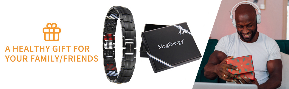 Браслет чоловічий MagEnergy з міді та магнітами – 3 шт., регульований, чорний